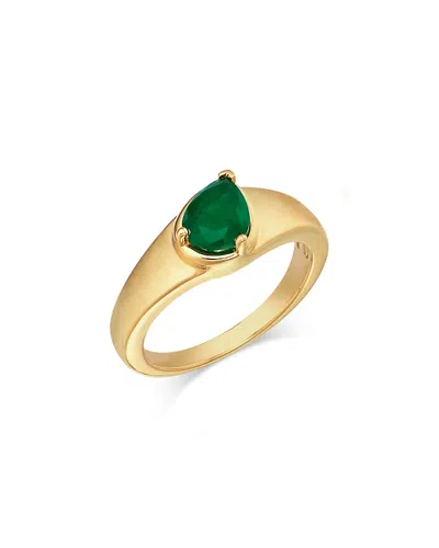 Bloomingdale's Fine Collection Emerald Pear Shaped Solitaire Ring In 14k Yellow Gold