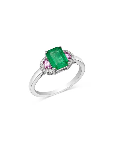 Bloomingdale's Fine Collection Emerald, Pink Sapphire & Diamond Statement Ring In White Gold In Green/pink