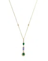 Bloomingdale's Fine Collection Emerald, Tanzanite & Diamond Lariat Necklace In 14k Yellow Gold, 18 In Gold