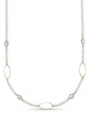 Bloomingdale's Fine Collection Freshwater Pearl & Blue Topaz Oval Link 18 Collar Necklace In 14k Yellow Gold
