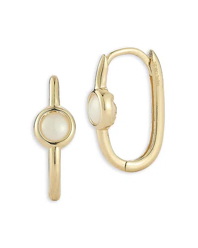 Bloomingdale's Fine Collection Freshwater Pearl Bezel Huggie Hoop Earrings In 14k Yellow Gold