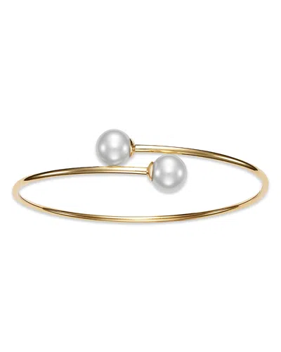 Bloomingdale's Fine Collection Freshwater Pearl Bypass Bangle Bracelet In 14k Yellow Gold