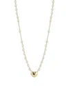 Bloomingdale's Fine Collection Freshwater Pearl Heart Pendant Necklace In 14k Yellow Gold, 16-18 In Gold