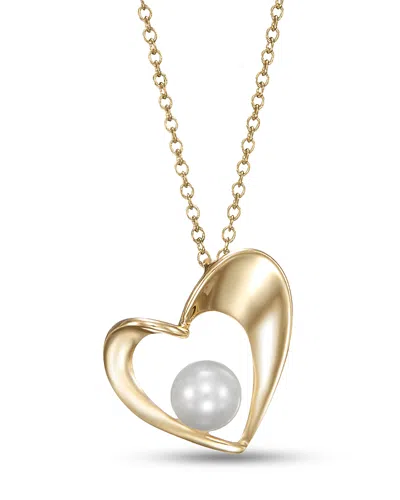 Bloomingdale's Fine Collection Freshwater Pearl Heart Solitaire Pendant Necklace In 14k Yellow Gold, 16-18