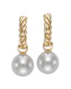 Bloomingdale's Fine Collection Freshwater Pearl Twist Chain Hoop Earrings In 14k Yellow Gold In Gold