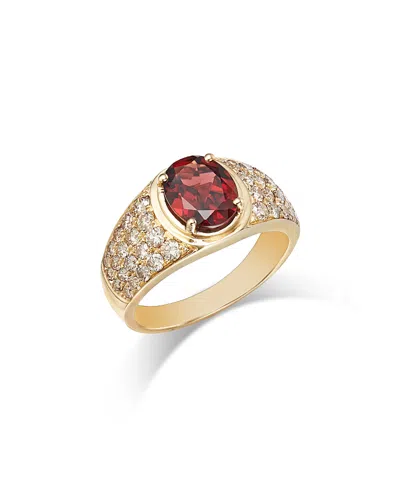 Bloomingdale's Fine Collection Garnet & Champagne Diamond Men's Ring In 14k Yellow Gold In Red/gold
