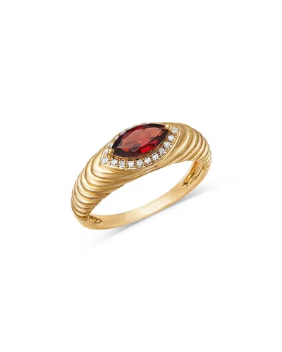 Bloomingdale's Fine Collection Garnet & Diamond Marquis Halo Ring In 14k Yellow Gold In Multi