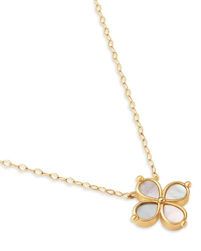 Bloomingdale's Fine Collection Gemstone Clover Pendant In 10k Yellow Gold, 17 In White Mother Of Pearl