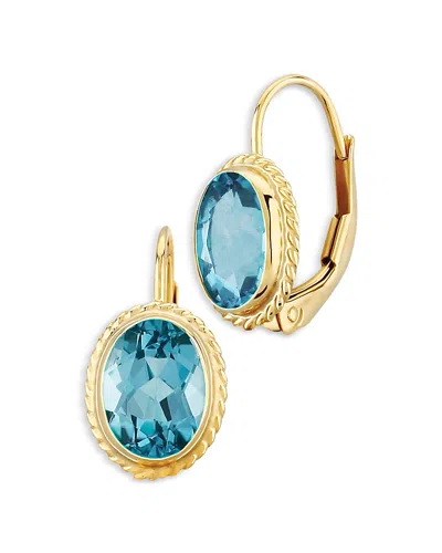 Bloomingdale's Fine Collection Gemstone Faceted Oval Lever Back Earrings In 14k Yellow Gold In Blue