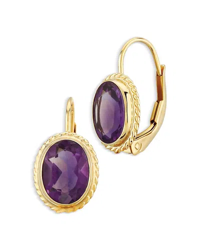 Bloomingdale's Fine Collection Gemstone Faceted Oval Lever Back Earrings In 14k Yellow Gold In Purple
