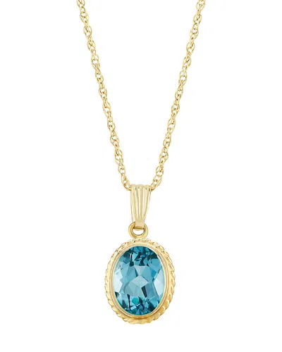 Bloomingdale's Fine Collection Gemstone Faceted Oval Pendant Necklace In 14k Yellow Gold, 18 In Blue