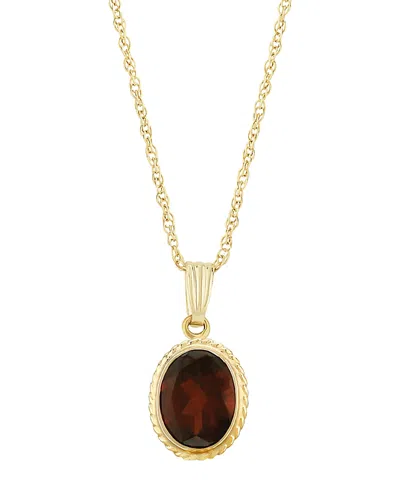 Bloomingdale's Fine Collection Gemstone Faceted Oval Pendant Necklace In 14k Yellow Gold, 18 In Burgundy