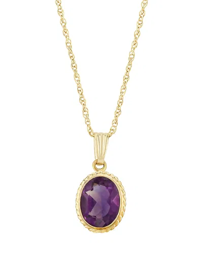 Bloomingdale's Fine Collection Gemstone Faceted Oval Pendant Necklace In 14k Yellow Gold, 18 In Purple
