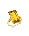 Bloomingdale's Fine Collection Honey Quartz Emerald Cut Solitaire Ring In 14k Yellow Gold In Gold