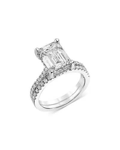 Bloomingdale's Fine Collection Certified Lab Grown Diamond Emerald Cut & Round Bridal Set In 18k White Gold, 4.50 Ct. T. W.