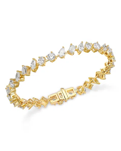 Bloomingdale's Fine Collection Certified Lab Grown Diamond Mixed Cut Tennis Bracelet In 18k Yellow Gold, 10.00 Ct. T. W. In White/gold