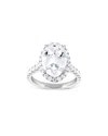 Bloomingdale's Fine Collection Lab Grown Diamond Oval & Round Cut Halo Engagement Ring In 18k White Gold, 5.0 Ct. T. W. In White