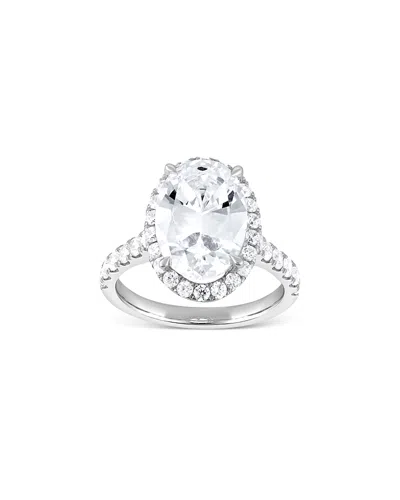 Bloomingdale's Fine Collection Lab Grown Diamond Oval & Round Cut Halo Engagement Ring In 18k White Gold, 5.0 Ct. T. W.