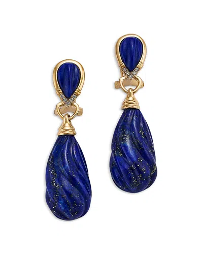 Bloomingdale's Fine Collection Lapis & Diamond Drop Earrings In 14k Yellow Gold In Blue