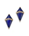 Bloomingdale's Fine Collection Lapis & Diamond Geometric Stud Earrings In 14k Yellow Gold In Blue
