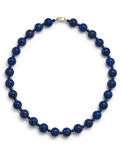 Bloomingdale's Fine Collection Lapis Lazuli Beaded Necklace In 14k Yellow Gold, 18 In Blue