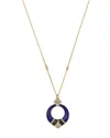 Bloomingdale's Fine Collection Lapis, Onyx, & Diamond Circle Pendant Necklace In 14k Yellow Gold, 18 In Blue/gold