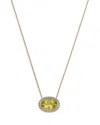 Bloomingdale's Fine Collection Lemon Quartz & Diamond Halo Pendant Necklace In 14k Yellow Gold, 18 In Gold