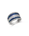Bloomingdale's Fine Collection Limited Edition Blue Sapphire & Diamond Multirow Ring In 14k White Gold In Multi