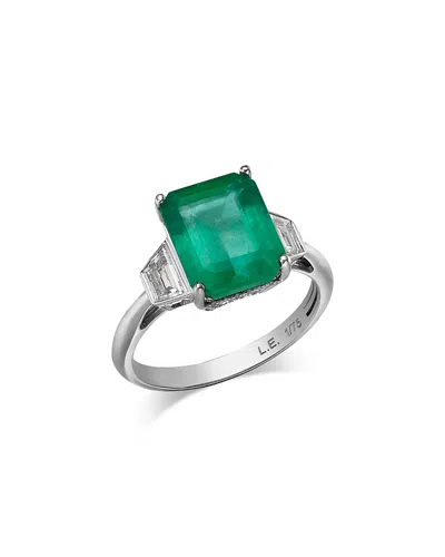 Bloomingdale's Fine Collection Limited Edition Certified Emerald Ring With Diamond Trapezoids In 14k White Gold In Green