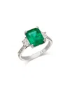 Bloomingdale's Fine Collection Emerald & Half Moon Diamond Ring In 14k White Gold