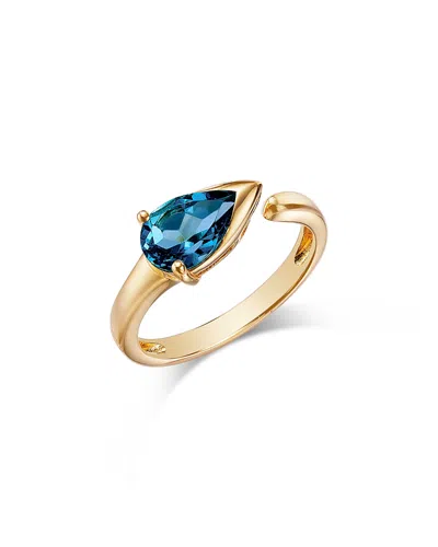 Bloomingdale's Fine Collection London Blue Topaz Pear Cuff Ring In 14k Yellow Gold