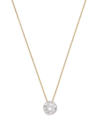 Bloomingdale's Fine Collection Lux Collection Certified Lab Grown Diamond Bezel Solitaire Pendant Necklace In 14k White & Yellow Go In White Gold/yellow Gold