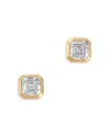 Bloomingdale's Fine Collection Luxe Collection Certified Lab Grown Diamond Asscher Cut Bezel Stud Earrings In 14k Yellow Gold, 0.6  In Gold