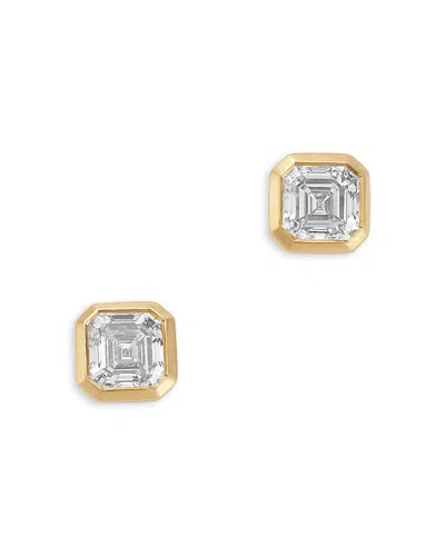 Bloomingdale's Fine Collection Luxe Collection Certified Lab Grown Diamond Asscher Cut Bezel Stud Earrings In 14k Yellow Gold, 0.6 
