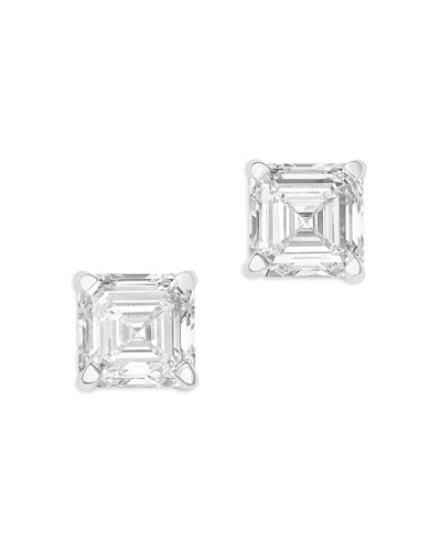 Bloomingdale's Fine Collection Luxe Collection Certified Lab Grown Diamond Asscher Cut Stud Earrings In 14k White Gold, 3.0 Tcw In Metallic