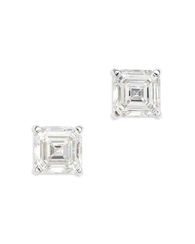 Bloomingdale's Fine Collection Luxe Collection Certified Lab Grown Diamond Asscher Cut Stud Earrings In 14k White Gold, 4.0 Tcw In Metallic