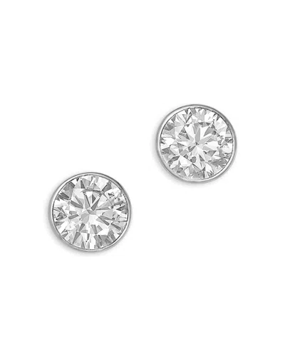 Bloomingdale's Fine Collection Luxe Collection Certified Lab Grown Diamond Bezel Stud Earrings In 14k Gold, 2.0 Tcw In Silver