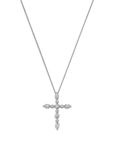Bloomingdale's Fine Collection Luxe Collection Certified Lab Grown Diamond Cross Pendant Necklace In 14k White Gold, 1.50 Tcw