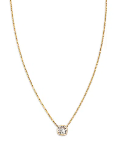Bloomingdale's Fine Collection Luxe Collection Certified Lab Grown Diamond Cushion Bezel Solitaire Pendant Necklace In 14k Yellow G In Gold