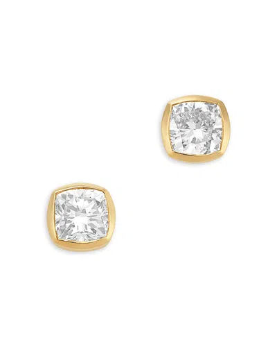 Bloomingdale's Fine Collection Luxe Collection Certified Lab Grown Diamond Cushion Bezel Stud Earrings In 14k Yellow Gold, 0.94 Tcw