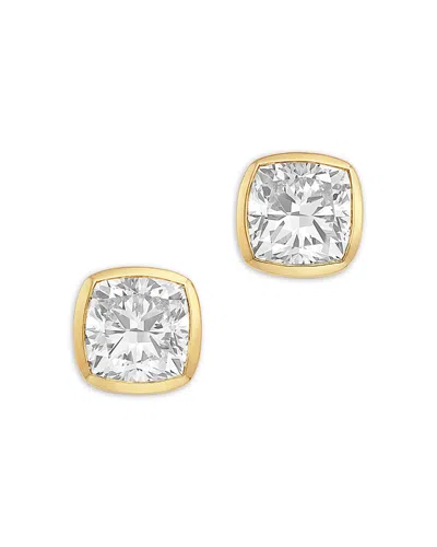 Bloomingdale's Fine Collection Luxe Collection Certified Lab Grown Diamond Cushion Bezel Stud Earrings In 14k Yellow Gold, 3.0 Tcw