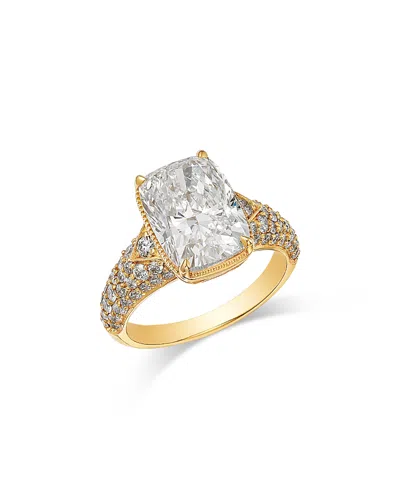 Bloomingdale's Fine Collection Luxe Collection Certified Lab Grown Diamond Elongated Cushion Engagement Ring With Pave Band In 18k  In Gold