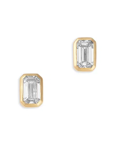 Bloomingdale's Fine Collection Luxe Collection Certified Lab Grown Diamond Emerald Bezel Stud Earrings In 14k Yellow Gold, 0.75 Tcw