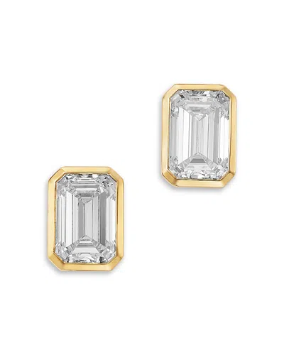 Bloomingdale's Fine Collection Luxe Collection Certified Lab Grown Diamond Emerald Bezel Stud Earrings In 14k Yellow Gold, 3.2 Tcw