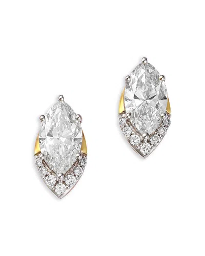 Bloomingdale's Fine Collection Luxe Collection Certified Lab Grown Diamond Half Halo Marquise Stud Earrings In 14k Yellow Gold, 1.5