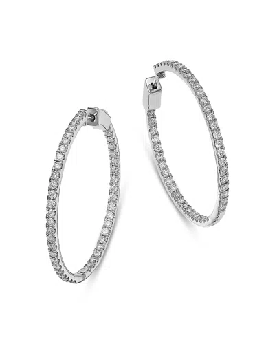 Bloomingdale's Fine Collection Luxe Collection Certified Lab Grown Diamond Inside Out Hoop Earrings In 14k White Gold, 2.50 Tcw