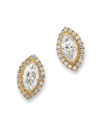 Bloomingdale's Fine Collection Luxe Collection Certified Lab Grown Diamond Marquis Stud Earrings In 14k Gold, 0.95 Tcw