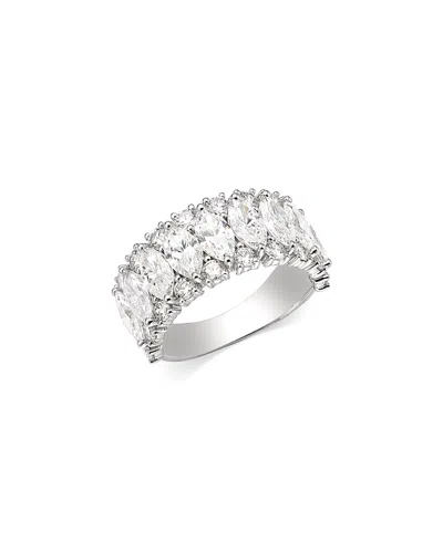 Bloomingdale's Fine Collection Luxe Collection Certified Lab Grown Diamond Marquise & Round Cut Ring In 14k White Gold, 4.0 Tcw In Silver