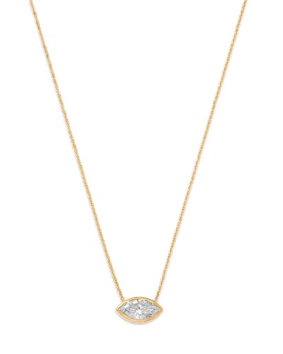 Bloomingdale's Fine Collection Luxe Collection Certified Lab Grown Diamond Marquise Bezel Solitaire Pendant Necklace In 14k Yellow  In Gold