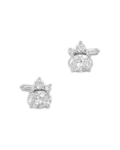Bloomingdale's Fine Collection Luxe Collection Certified Lab Grown Diamond Mixed Cut Cluster Stud Earrings In 14k White Gold, 0.75  In Silver